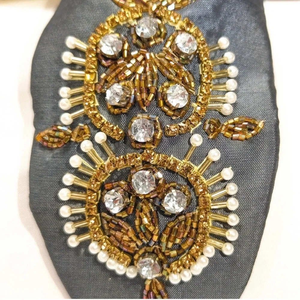 Headband The Hallison Company Wide Silver w/ Gold & Pearl Embellishment NWT